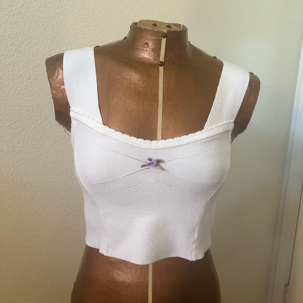 Free People White Knit Cropped Top